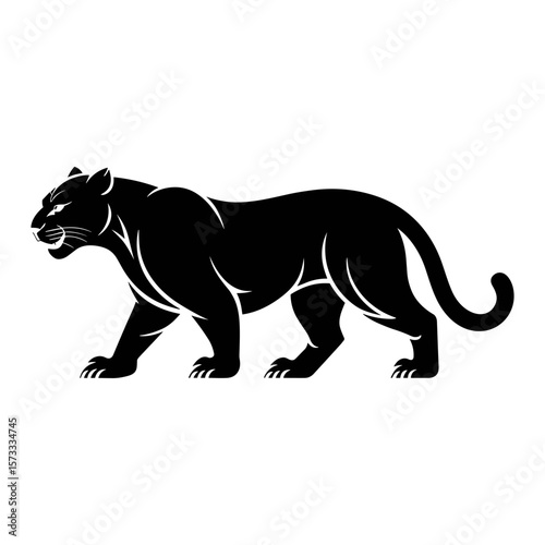 Black Panther Silhouette: The image depicts a sleek, black panther silhouette gracefully prowling, exuding a sense of power and stealth.