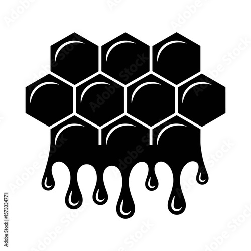 Golden Hexagons and Sweet Drippings: A close-up view of a honeycomb dripping with viscous golden nectar, symbolizing natural sweetness.