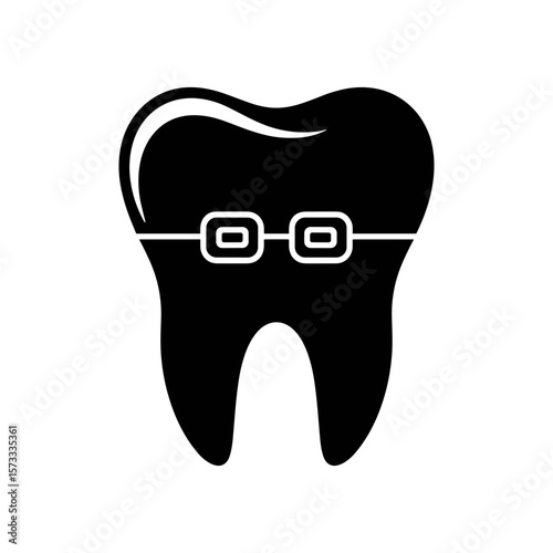 Orthodontic Care: A symbolic depiction of a molar tooth, meticulously detailed with dental braces, illustrating the pursuit of oral health