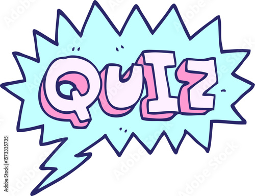 cartoon doodle font quiz  in bright neon color