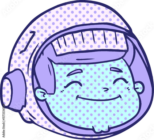 cartoon astronaut face in bright neon color