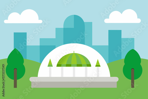 dome shaped park area in urban green zone