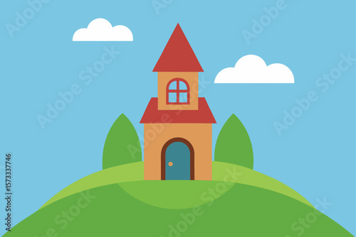 fairytale house on top of grassy mound