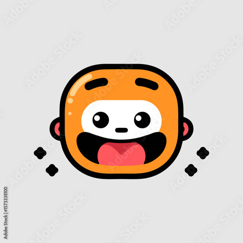 Playful emoji face in flat vector style, digital expression of humor and fun