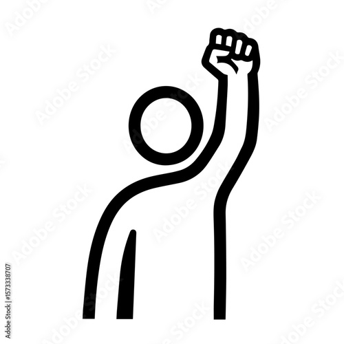 Raised fist demonstrates strength and solidarity on white background. Symbol of protest and the power of unity against injustice. The raised fist is an impactful illustration for social media,