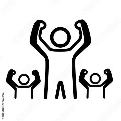 Cheering crowd of stylized people celebrate with success in this cheering crowd illustration, symbolizing collective triumph and accomplishment.