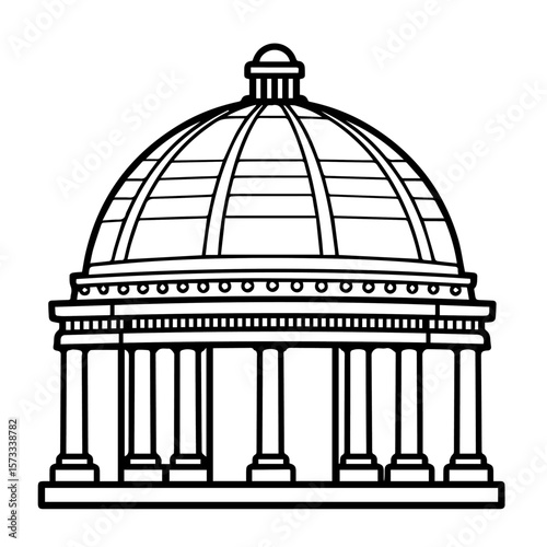 Illustration of rotunda building design isolated on white, showcasing architectural rotunda design elements.
