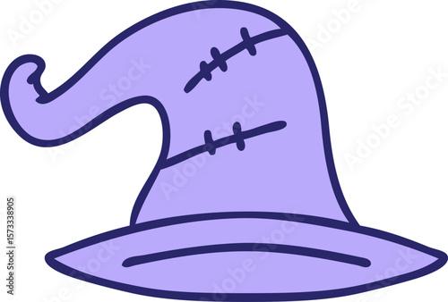 cartoon of an old wizard hat in bright neon color
