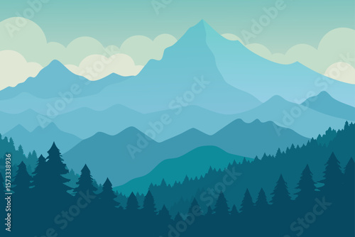  morning mist over forested mountain