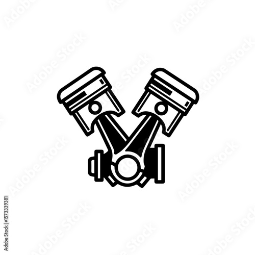 Car engine pistons shown isolated against a white backdrop in this image. Car engine pistons are intricate, precision-engineered components crucial to internal combustion.