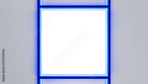 A glowing blue bordered square photo frame. For captured memories and designs. Transparent png file format.