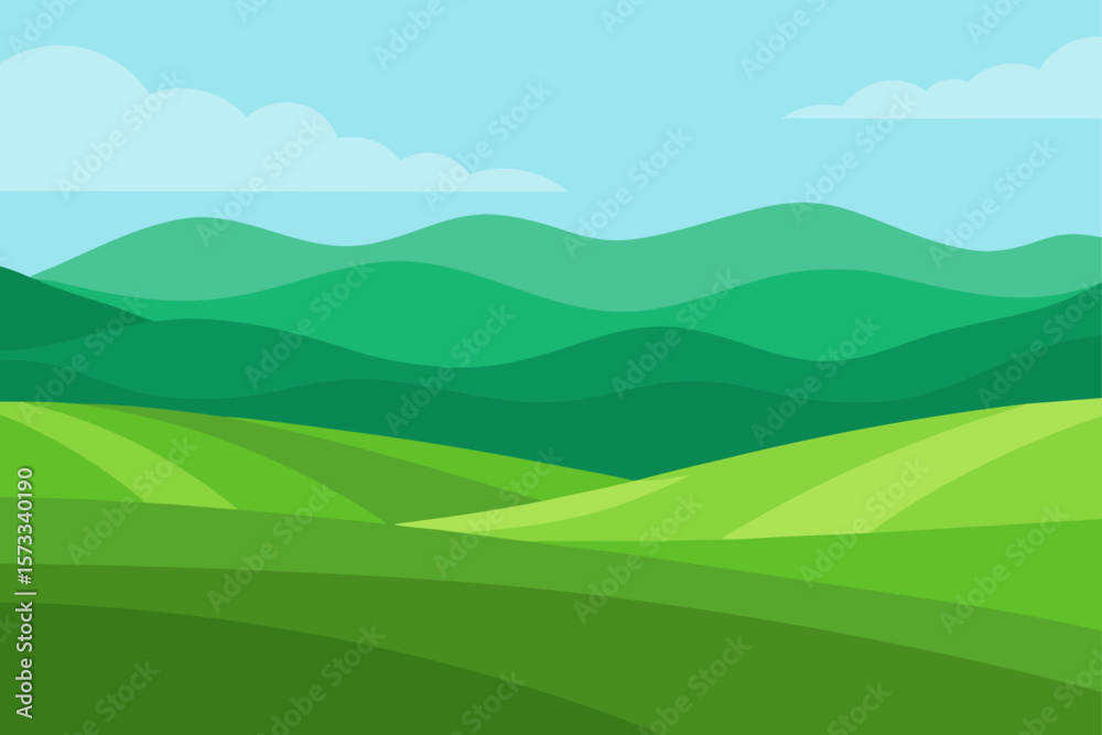 Obraz premium green hills and blue sky