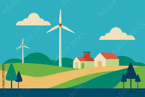 vector illustration of a windmill