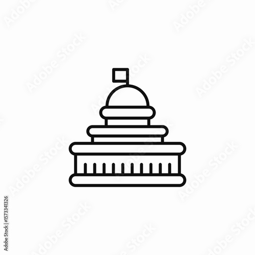 government building flag icon sign vector