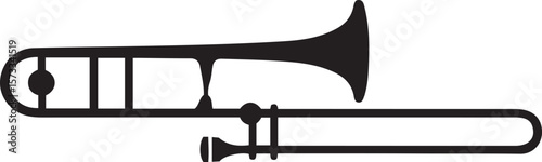 Simple Silhouette of a Trombone on white background
