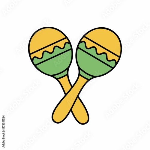 Featuring yellow and green cartoon maracas, this pair of musical instruments provides rhythmic percussion. Pair of maracas are perfect for Latin music or Cinco de Mayo celebrations.