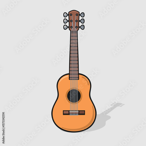 Acoustic guitar in realistic style, classic music instrument 