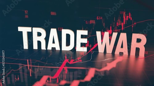 Trade war is a concept that is shown in the image. The image is a graph with a red and black background and the word trade war written in white letters. The graph is showing a downward trend