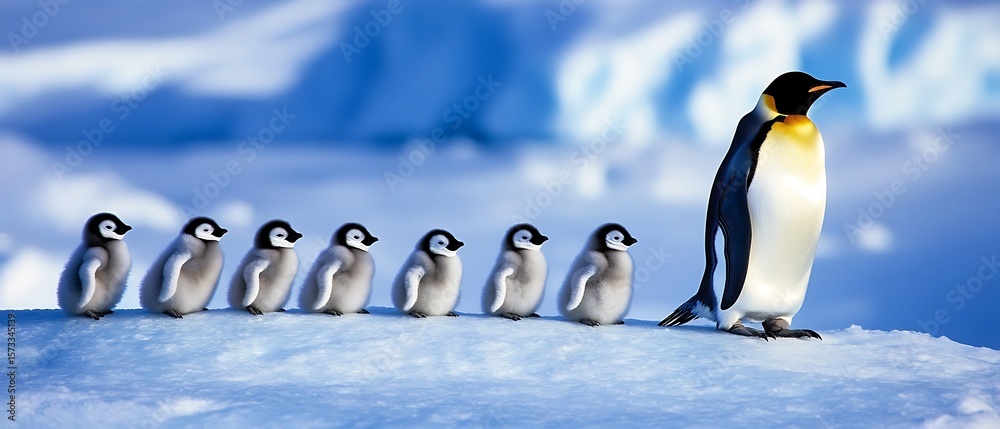 Obraz premium ice Penguin family on Antarctic Emperor