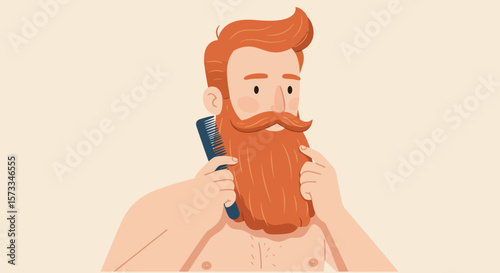 Man Grooming his Ginger Beard with a Trimmer A Detailed Guide