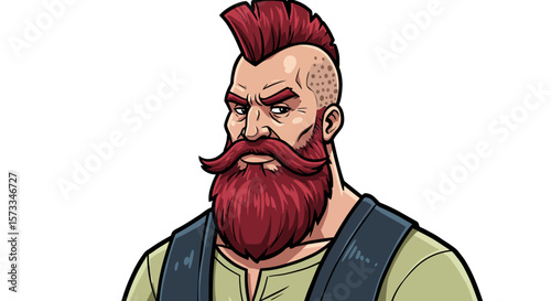 Fierce Redhead Viking Warrior  Bold Illustration of a Powerful Barbarian