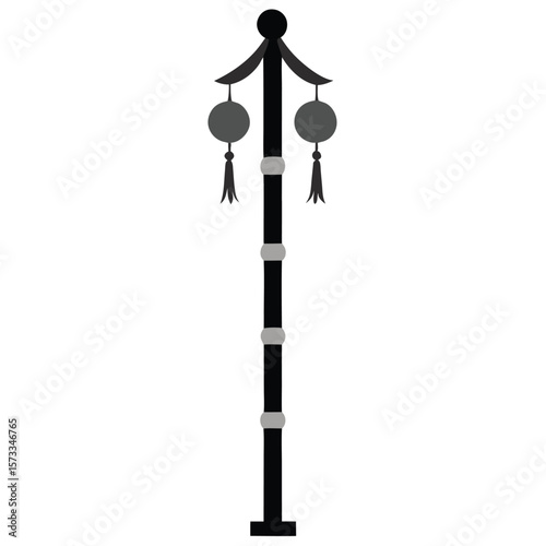 Elegant Asian-Inspired Lantern Pole Design Decorative Garden Post with Hanging Ornaments