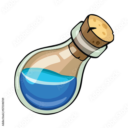 Vial with blue liquid vector illustration