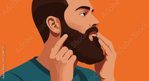 Man with a Beard Grooming and Caring for Facial Hair