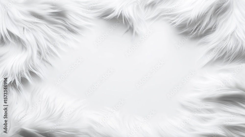 Fototapeta premium Pure white fluffy fur texture background with soft elegant detail and smooth cozy surface for design, Generative AI