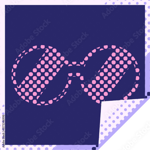 spectacles graphic vector illustration square peeling sticker in bright neon color