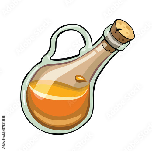 Bottle with yellow oily liquid vector illustration