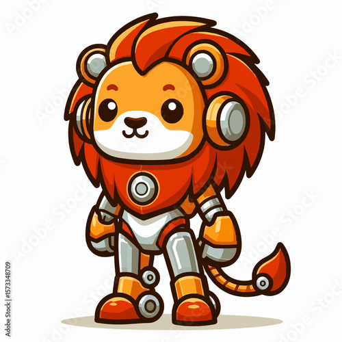 Cute Lion Illustration Robot
