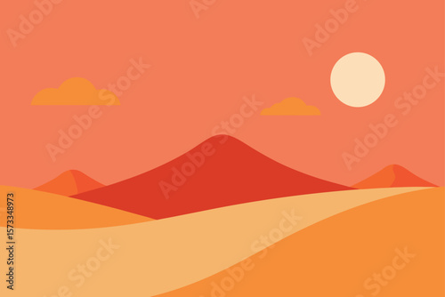 Vector Desert Scene with Minimal Style and Warm Colors