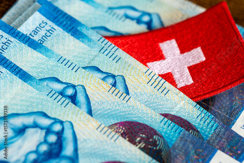Wallpaper Mural Switzerland finance. Business concept. Swiss franc banknotes, 100 francs, country symbol, business background Torontodigital.ca