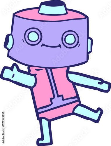 cartoon robot in bright neon color
