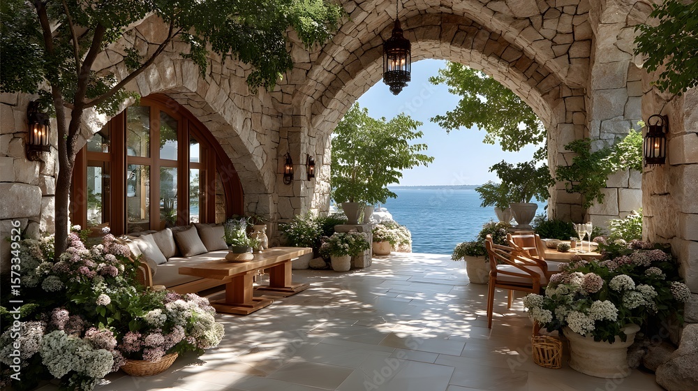 Fototapeta premium Seaside stone arch with turquoise water high resolution photo