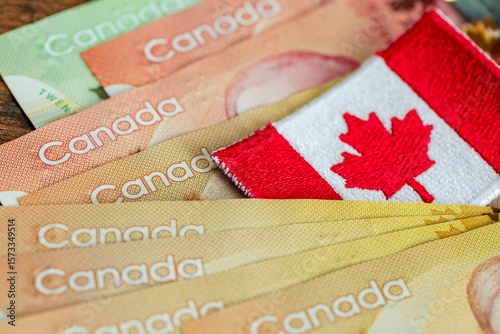 Wallpaper Mural Canada finance. Financial business concept. Canadian dollars and flag Torontodigital.ca