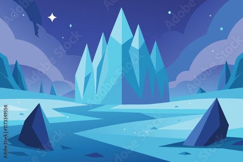 Mystical Frozen Valley with Crystal Formations