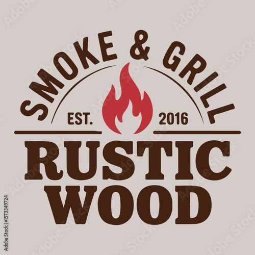 Rustic Wood Smoke Grill Fire vector