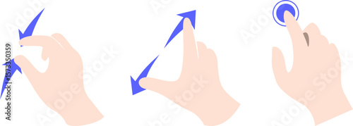VR, AR, Metaverse Hand Gesture Guide Vector Illustrations. Select, Zoom In, Zoom Out.