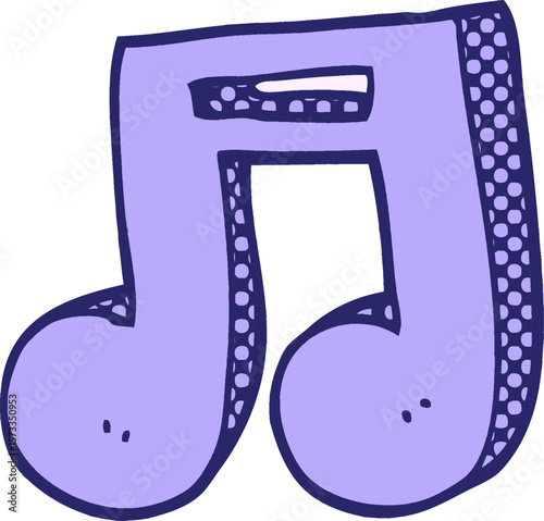 cartoon doodle musical notes in bright neon color