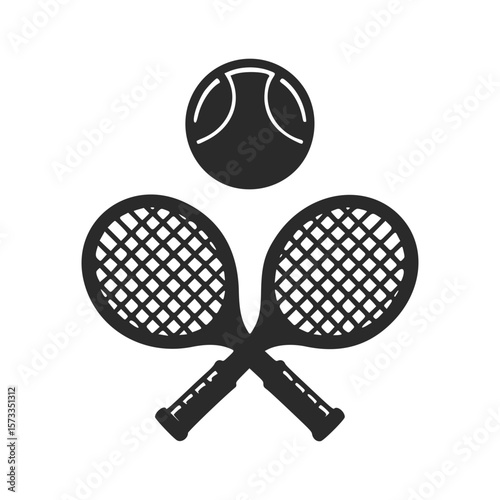 Tennis rackets and ball silhouette icon