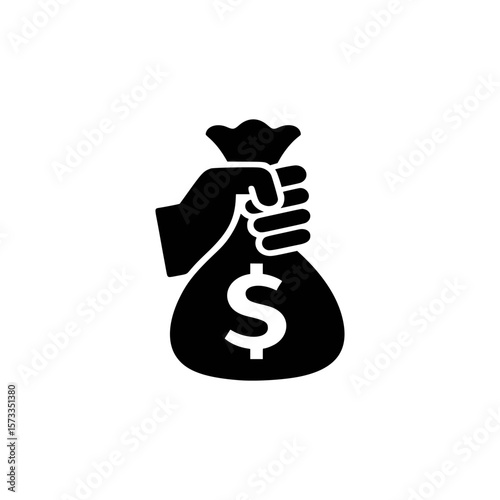 Hand holding a money bag with dollar sign