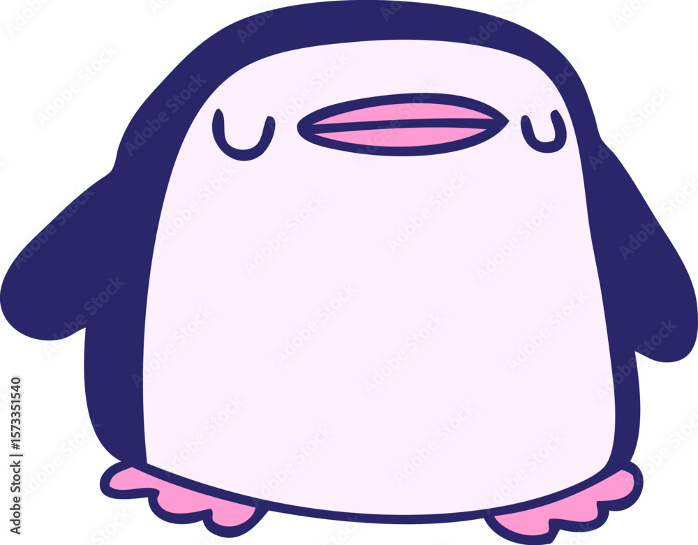 Fototapeta premium gradient cartoon illustration kawaii of a cute penguin in bright neon color