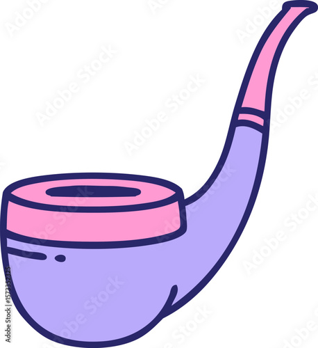 iconic tattoo style image of a smokers pipe in bright neon color