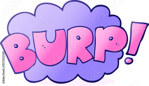freehand drawn cartoon burp text in bright neon color