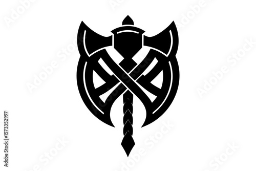 Viking Axe Symbol Logo – Norse Double Axe Tribal Emblem Design