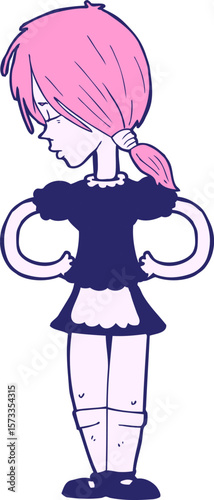 cartoon waitress in bright neon color