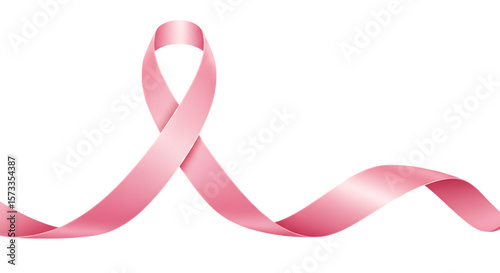 Pink ribbon symbol of breast cancer awareness isolated on transparent background