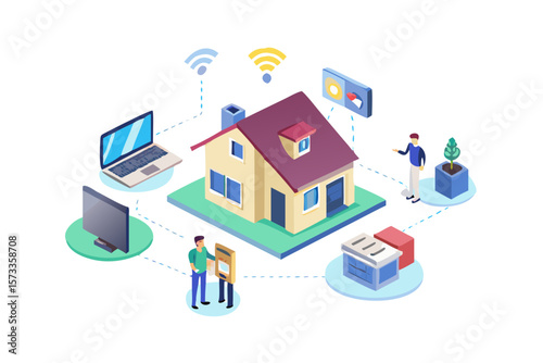 Modern smart home technology connecting various devices and appliances for automated living